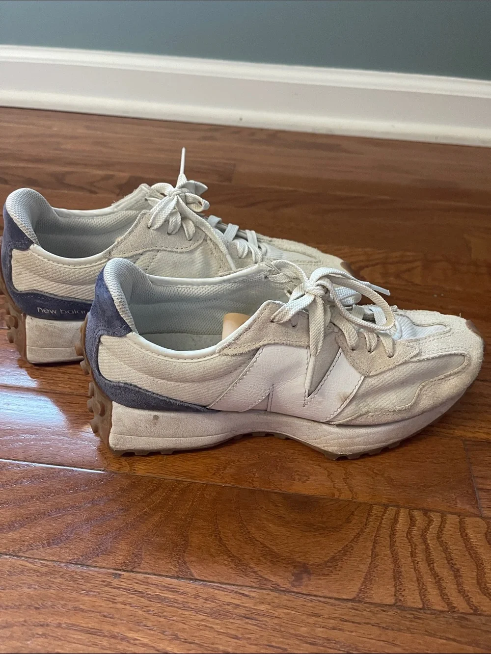 New Balance White and Light Gray Low-Top Sneakers